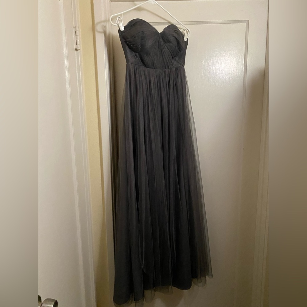 Jenny Yoo Empire Waist Flowy Grey Evening Gown Prom formal Dress retro - Picture 17 of 17